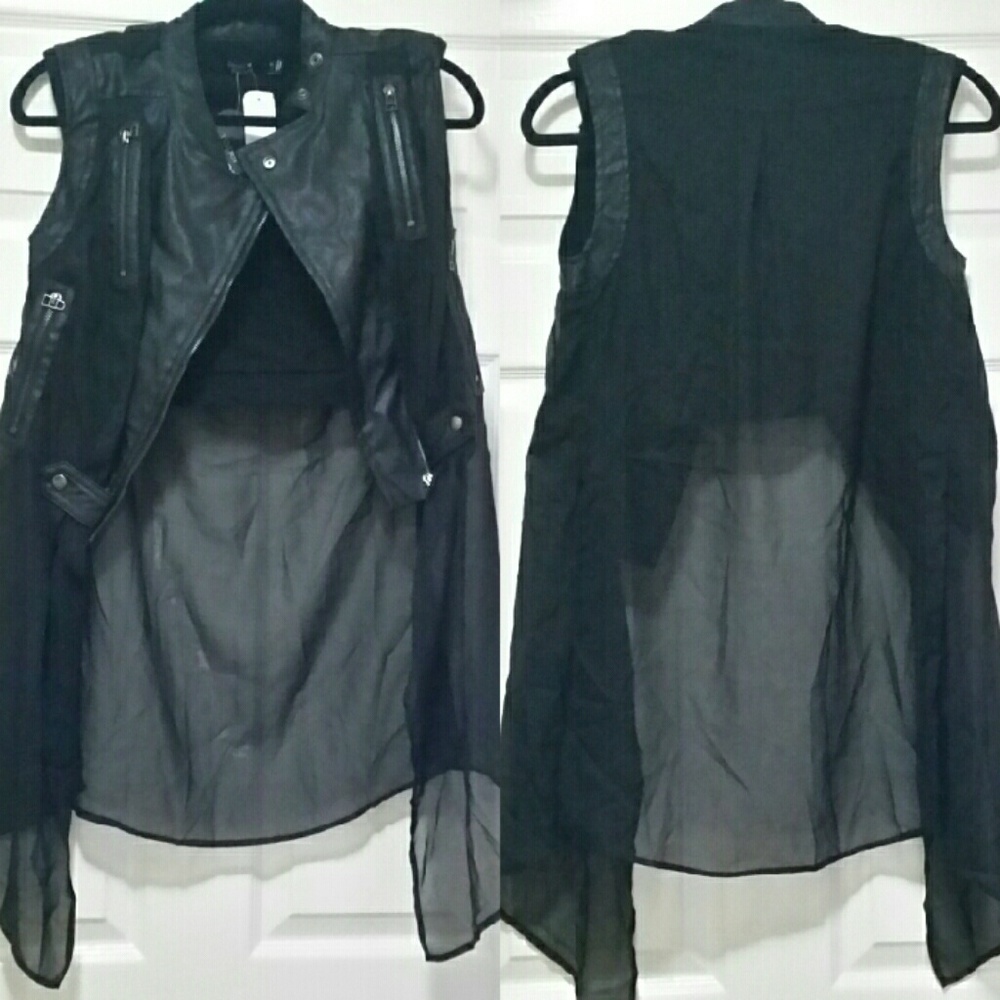 NWT LF Cropped Layered Moto Vest - Picture 2 of 4